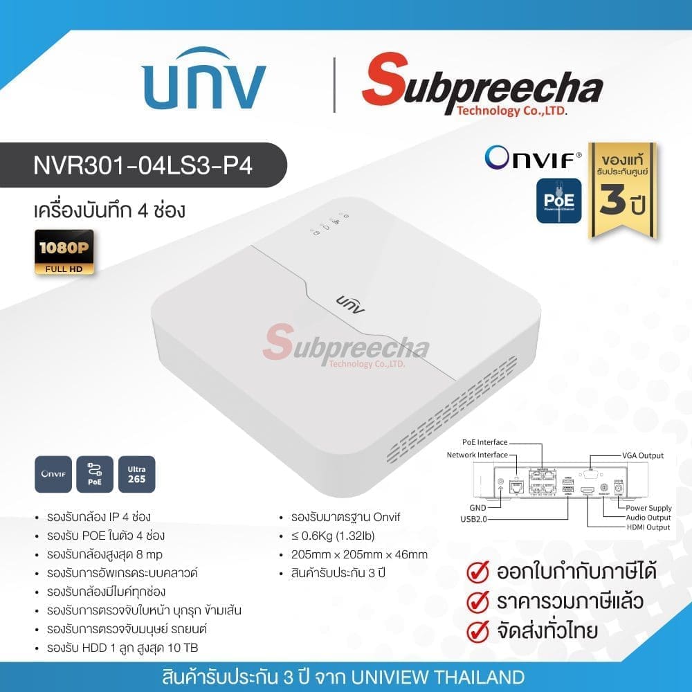 NVR30104LS3P4191 ทรัพย์ปรีชา เทคโนโลยี