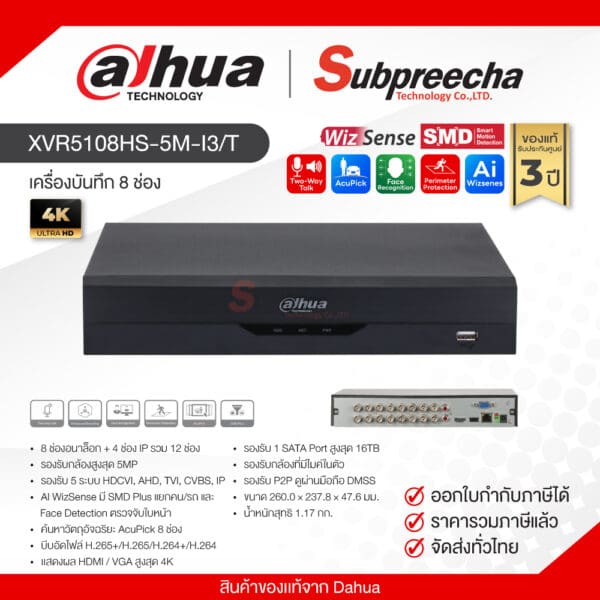 XVR5108HS5MI3T35 ทรัพย์ปรีชา เทคโนโลยี