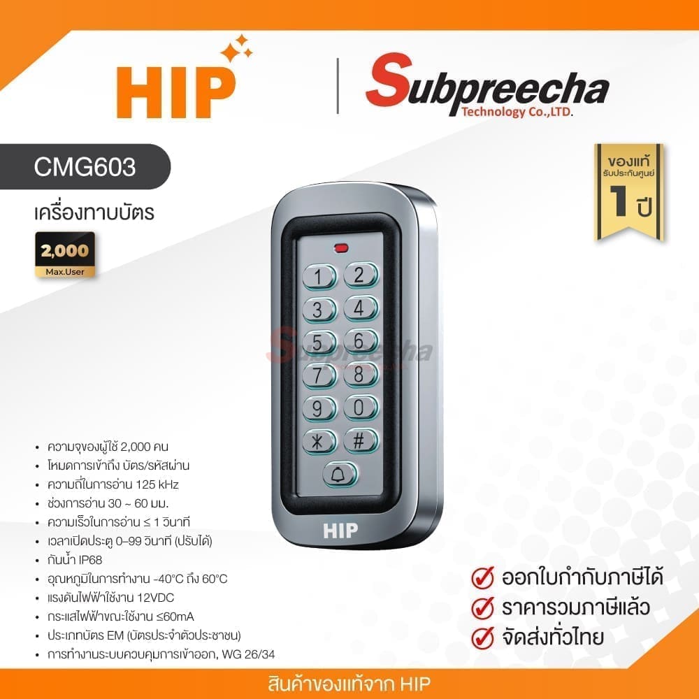 CMG603 / HIP เครื่องทาบบัตร
