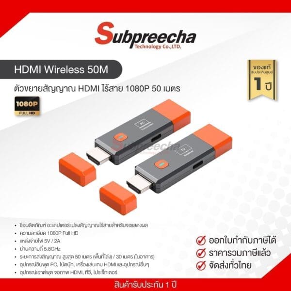 Wireless HDMI Transmitter and Receiver Extender 1080P 50m