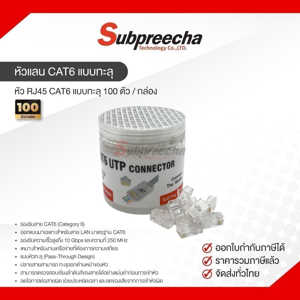 หัวแลนCAT6ถุงใสแบบทะลุ31 ทรัพย์ปรีชา เทคโนโลยี