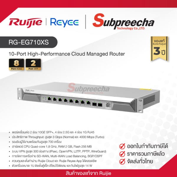 RG-EG710XS / Ruijie-Reyee 10-Port High-Performance Cloud Managed Router for Up to 700 Clients